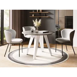 WFL GROUP Esstisch, Dunkelgrau, Holzwerkstoff, 6-Sitzer, Rund,Rund, 90x76x90 cm, Esszimmer, Tische, Esstische