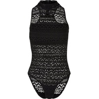 URBAN CLASSICS Ladies Crochet Jersey Turtleneck Body in Schwarz, Größe 3XL