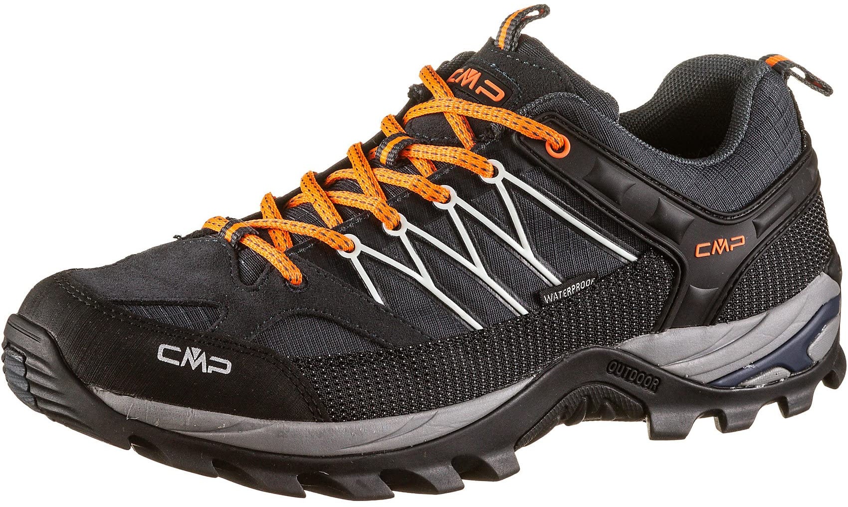 CMP Herren Rigel Low Shoe WP Trekking Shoes, Antracite-Flash ORANGE, 44 EU