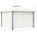 vidaXL Pavillon 3 x 3 m inkl. 4 Seitenteile Cremeweiß