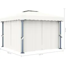 vidaXL Pavillon 3 x 3 m inkl. 4 Seitenteile Cremeweiß