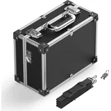 Wiltec PVC Universalkoffer 32x23x16 cm, PVC-Box abschließbar für Aufbewahrung und Transport von Werkzeug, Dokumenten usw., mit Griff und Tragegurt, Alu-rahmen