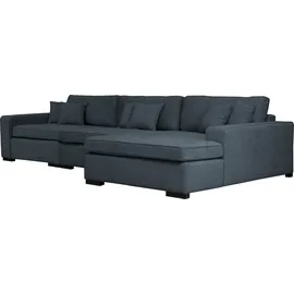 Home Affaire Ottomane HOME AFFAIRE "Skara L-Form", blau (graublau), B:310cm H:86cm T:100cm, 100% Polyester, Sofas, Ottomane, Lounge-Sofa mit Federkernpolsterung, in vielen Bezugsvarianten