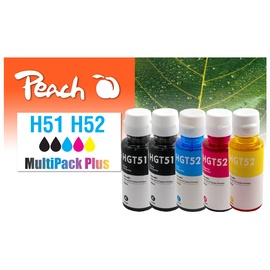Peach Spar Pack Plus Tintenpatronen ersetzt HP CISS GT51/52 MultiPack C/M/Y/2x BK (M, BK, C, Y), Druckerpatrone