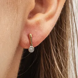 Diamonds by Ellen K. Ohrstecker 375 Gold zweifarbig 2x Brillant 0,03ct. gelb, weiß