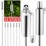 Gardebruk Gartenfackel Öl 12er Set 330ml Edelstahl Rostfrei 115cm Hoch Fackeln Ölfackeln Garten Draußen