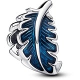 Pandora Blaue geschwungene Feder Charm Silber