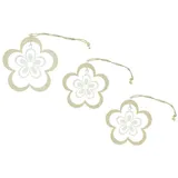 Dekoleidenschaft Dekohänger "Blume" aus MDF & Metall, 8 + 10 cm, Frühlingsdeko zum Aufhängen (3 St., im Set), Fensterdeko hängend, Hängedeko, Anhänger, Fensterhänger Fensterschmuck braun