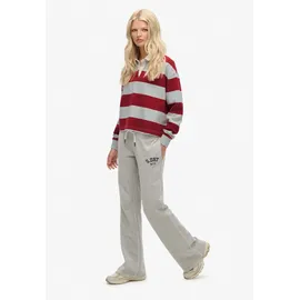Superdry Sweathose "ATHLETIC EMB FLARE JOGGER", Damen, Gr. S, N-Gr, grau (grau marl), Sweatware, Obermaterial: 100% Seide, unifarben, regular fit lang, Hosen Sweathose, Baumwolle, slim fit