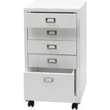 Mendler Rollcontainer HWC-L49, Schubladenschrank Stahlschrank Aktenschrank, Metall 75x40x41cm 5 Schubladen - weiß