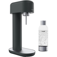 Mysoda: Ruby 2 Wassersprudler aus Aluminium (ohne CO2-Zylinder) mit 1L Premium Wasserflasche - Schwarz-Silber