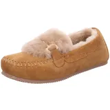 Rohde Damen Hausschuh Slipper Mokassin Leder Lammfell Arosa 7046, Größe:42 EU, Farbe:Braun - Braun - 42