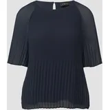 S.Oliver - Plissierte Chiffonbluse mit kurzen Ragalanärmeln, Damen, blau, 36