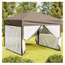 vidaXL Partyzelt Faltbar mit Mesh-Seitenwänden Taupe 3x3 m