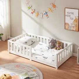 [en.casa] Kinderbett Tanna 80 x 160 cm Kiefer massiv weiß