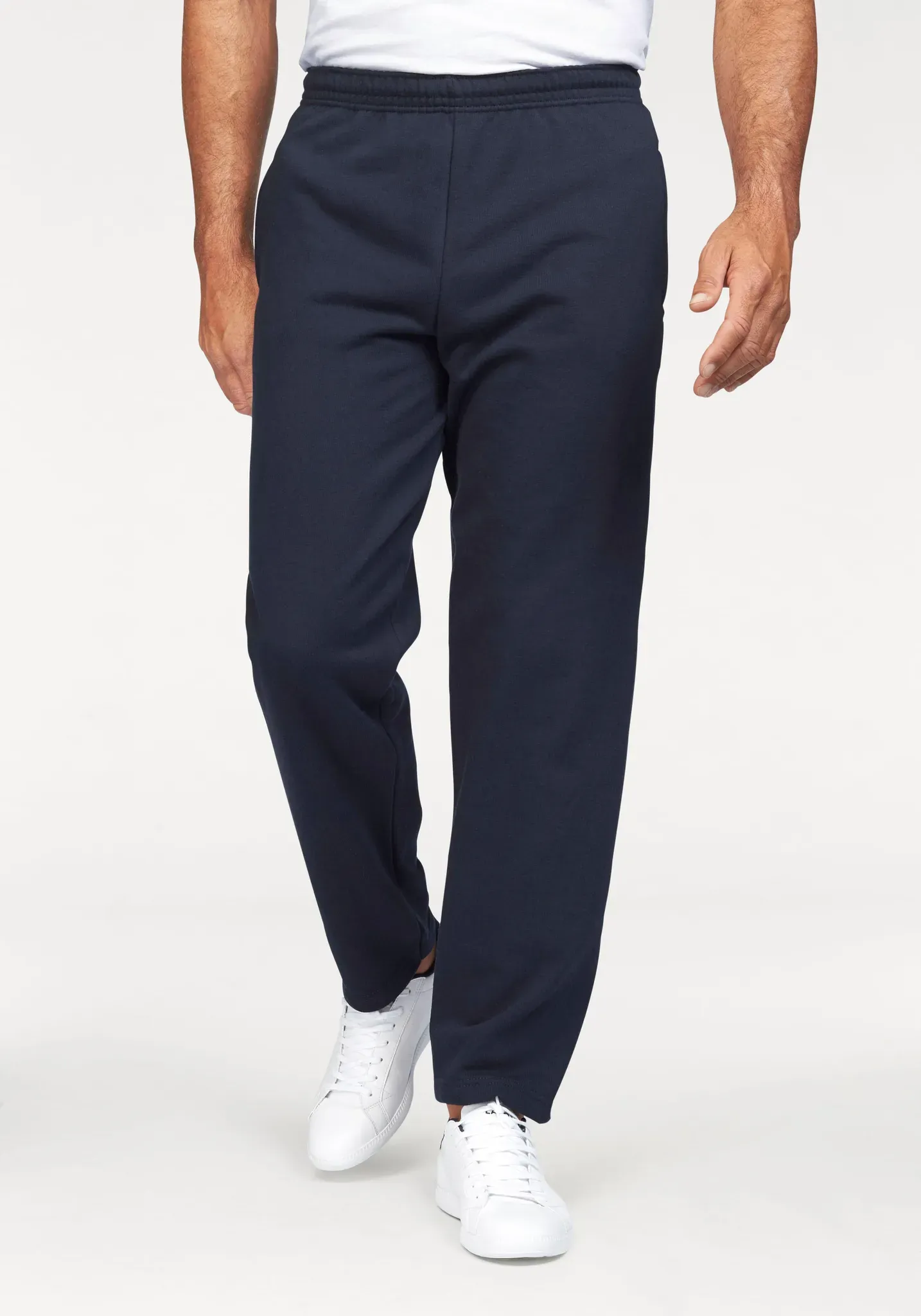 Sweathose FRUIT OF THE LOOM, Herren, Gr. XXL (60/62), N-Gr, blau (marine), angeraute Sweatware, Obermaterial: 80% Baumwolle, 20% Polyester, unifarben, bequem lang, Hosen Sweathose, Open Leg Jogginghose