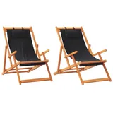 vidaXL Strandstuhl Klappbar Schwarz