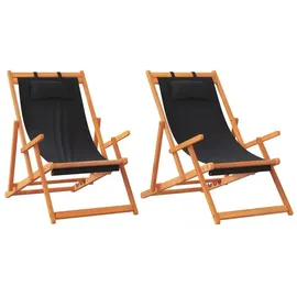 vidaXL Strandstuhl Klappbar Schwarz