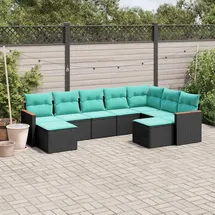 vidaXL Gartensofa-Set 9-tlg. schwarz