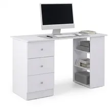 Homcom Computerschreibtisch HOMCOM weiß 3 Schubladen 2 Ablagen Aufbewahrung 120x49x72cm