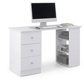 Homcom Computerschreibtisch HOMCOM weiß 3 Schubladen 2 Ablagen Aufbewahrung 120x49x72cm