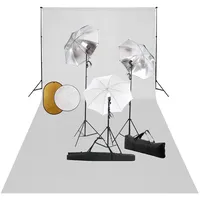 vidaXL Fotostudio-Set mit Leuchten, Schirmen, Hintergrund, Reflektor