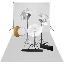 vidaXL Fotostudio-Set mit Leuchten, Schirmen, Hintergrund, Reflektor