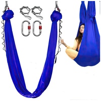 Welikera Hängematte Yoga-Hängematte, 5m Breite 2.8m 40D Nylon-Gewebe Yoga-Ausrüstung blau