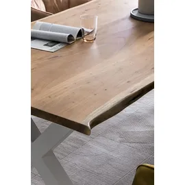 Home Affaire Esstisch HOME AFFAIRE "Manhattan", beige (natur, weiß, natur), B:240cm H:77cm T:100cm, Tische, Esstisch, mit Massivholzplatte Akazie lackiert, Baumkantentisch im Landhaus Stil