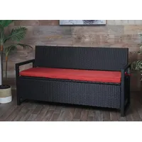 Mendler Poly-Rattan 3er Sitzbank HWC-F39, Gartenbank Truhenbank, Staufach Aufbewahrung