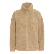 Oxmo OXTovine Damen Teddy-Jacke Übergangsjacke Jacke mit Stehkragen Eingrifftaschen Reißverschluss Loose fit - L