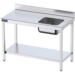 Tisch aus rostfreiem Stahl. Chefkoch-Tablett rechts mit Ablage 1200x700mm.