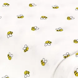 Musselin/Doppel-Gaze "Bienen", weiß-color