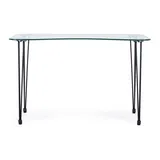 Natur24 Schreibtisch Schreibtisch Rondo 120 x 60 x 74 cm Stahl und Glas Büro Bürotisch