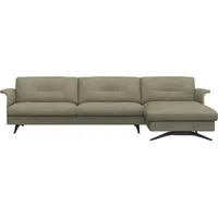 Ecksofa FLEXLUX "Glow, super bequem durch hochwertigem Sitzaufbau mit Federkern, L-Form", grün (fall grün), B:305cm H:81cm T:158cm, 62% Polyester/17%Baumwolle/14%Viscose/7%Leinen, Sofas, Ecksofa, Modernes skandinavisches Design