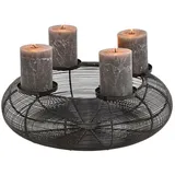 Macosa Home Adventskranz Adventskranz Silber Gold od. Schwarz Metall 38 cm modern, Elegantes Adventsgesteck 4 Kerzenhalter Tisch-Dekoration schwarz