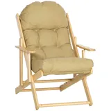 STILVORA Relaxsessel klappbar Braun 103x95x71 cm mit 3-fach verstellbarer Rückenlehne, abnehmbarem Sitzkissen, Buchenholzgestell