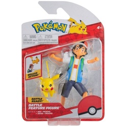 Jazwares Actionfigur Pokémon Battle Feature Figuren Ash & Pikachu 11 cm