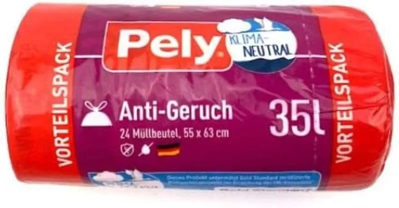 Pely Zugband-Müllbeutel Zitronenduft 35L, Anti-Geruch, 24 Stück