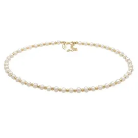 Elli Premium Perlenkette Collier Kugel Süßwasserzuchtperle 925 Silber goldfarben