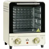 Homcom Minibackofen 15L, mit Umluft, 1000 W Elektrischer Mini Ofen inkl. Backblech Set, Krümelblech, 1 Std. Timer, 60-230°C, Cremeweiß