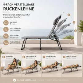BigDean Sonnenliege 193 x 59 x 45 cm Grau