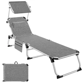 Tectake Aurelie Sonnenliege 218 x 60 x 34 cm Grau