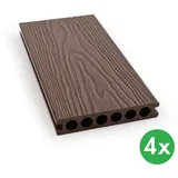 WPC-Terrassendielen, Hohlkammerprofil, 140 × 25 × 2850 mm, 4 Stk., kaffeebraun