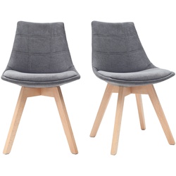 Stühle skandinavisch aus dunkelgrauem Stoff und Holz (2er-Set) MATILDE