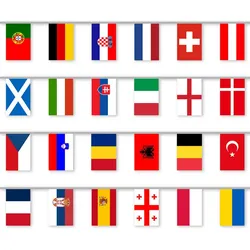 GalaxyCat Flagge EM 2024 Fußball Fahnenkette, 24 Länder Flaggen Girlande, 10m (Girlande, 1-St), 24 Länderflaggen rot