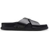 CLARKS Herren Torford Cross Schiebe-Sandalen, Black Leather, 42.5 EU