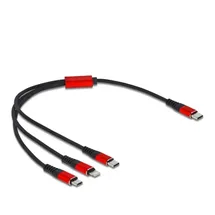 DeLock USB-C auf Micro-USB/Lightning 0,3 m Schwarz/Rot