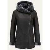 Hollert Damen Lammfelljacke Lena Winterjacke aus Merino Schaffell Echtleder mit Kapuze Größe: M Farbe: Dunkelgrau - M