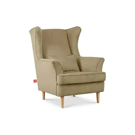 Konsimo Ohrensessel Stralis Textil 82 x 108 x 80 cm Creme mit Kissen